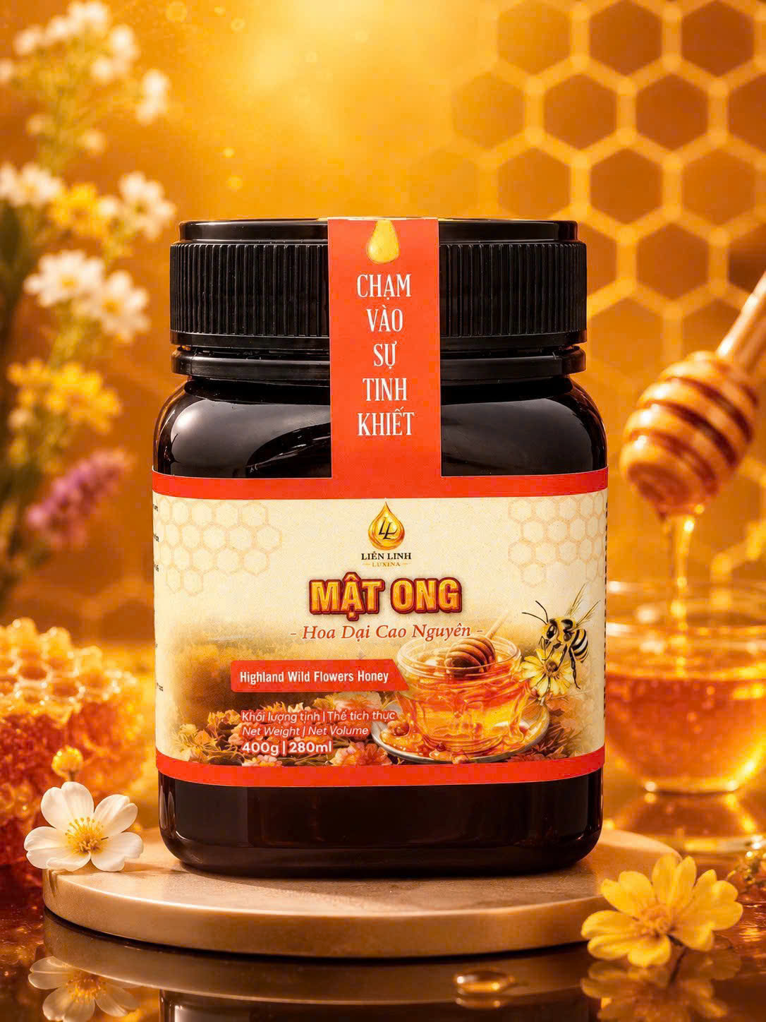 Mật Ong Hoa Dại Cao Nguyên 280ml/400g – Nguyên Chất, Thơm Dịu